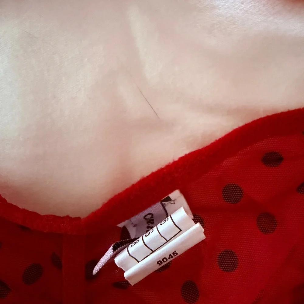 Preowned Chantal Thomass Sexy Lingerie Set Red Black Polka Dot Sz 36C/XS-S - Picture 7 of 8